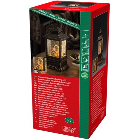 Konstsmide - Lanterna LED con palla di vetro e neve, plastica, Scena di Babbo Natale., Small 22cm
