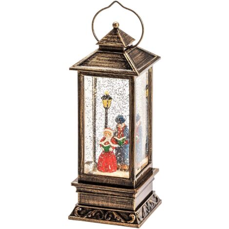 Konstsmide - Lanterna LED con palla di vetro e neve, plastica, Scena Dickensian, Large 27cm