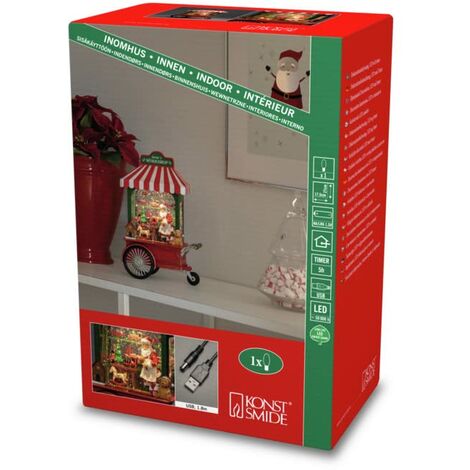 Lanterna Natalizia Konstsmide Con Effetto Neve - Babbo Natale Nel Laboratorio, Timer 5h, Batteria O USB - Foto 8