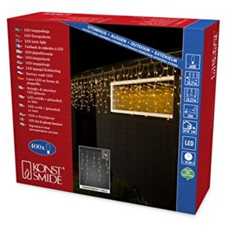 Konstsmide LED nevischio, 400 diodi a luce calda, 24 V trasformatore esterno, cavo trasparente/bianchi Globes – Ampolle 3673 – 103