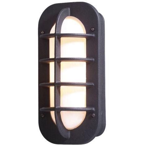 Konstsmide Loke Applique murale d'extérieur Classic Bulkhead noir mat, IP23