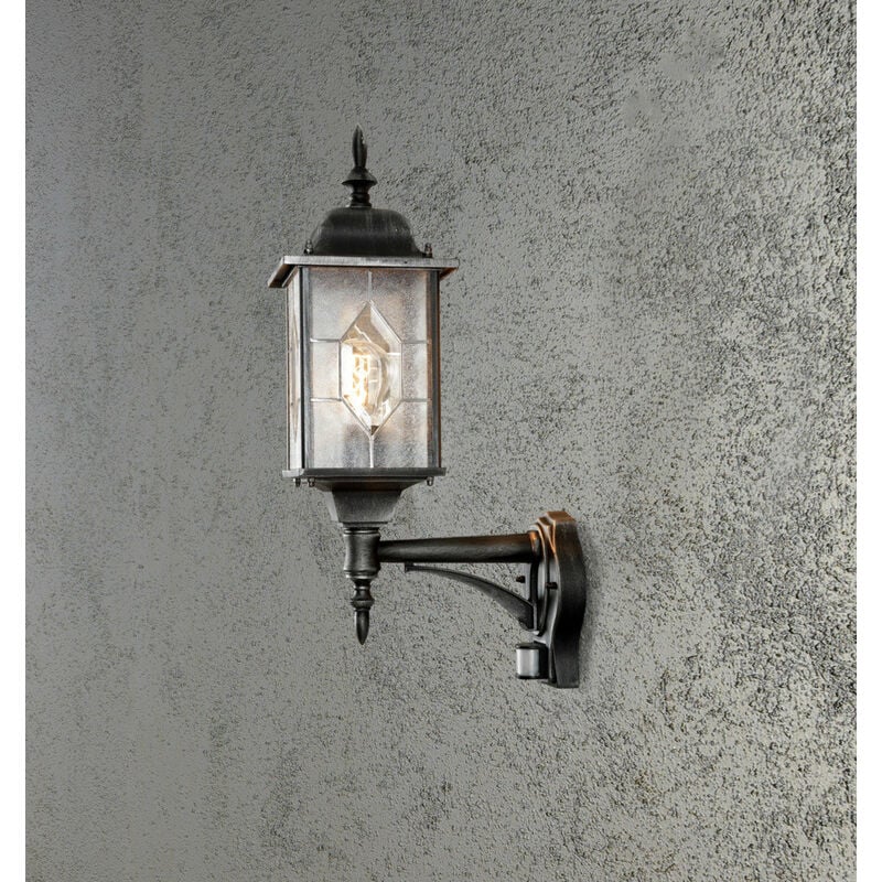 Image of Konstsmide Lighting - Konstsmide Milano Lampada da parete Lanterna moderna da esterno, Up, Nero, Argento, IP43