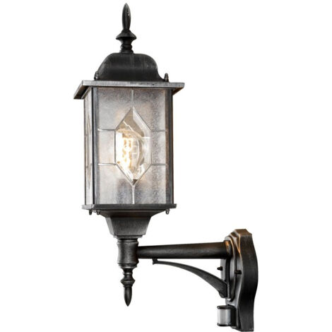 Konstsmide Milano Applique d'extérieur lanterne moderne, Up, noir, argent, IP43