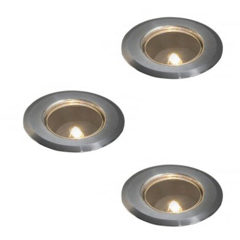 Konstsmide Mini LED ground spot Ensemble de 3 spots encastrés au sol en acier inoxydable Mini système LED extérieur 12V G4 - Transformateur inclus, IP44