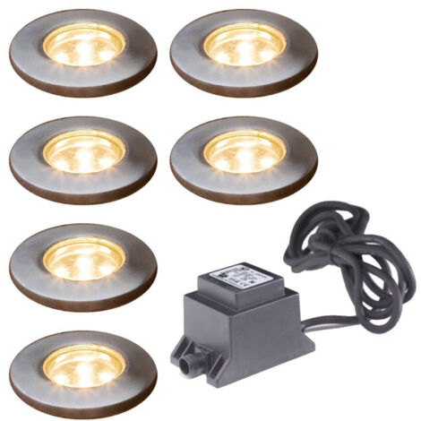 Konstsmide  Mini LED Ground spot Mini LED extérieur système 12V encastrable au sol en acier inoxydable Ip44 ensemble de 6, IP44