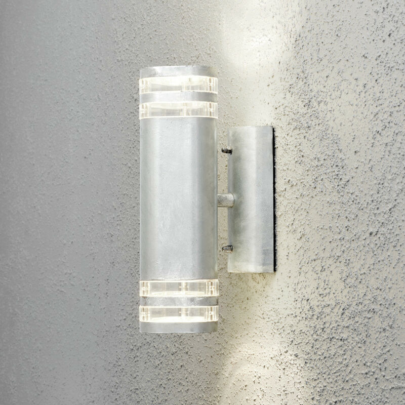Image of Konstsmide Lighting - Konstsmide Modena Applique da esterno moderna Up Down Twin Ring in Acciaio Zincato, Trasparente, IP44