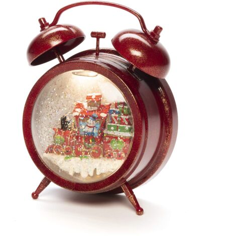 Konstsmide Natale LED Snow Globe Lanterna Sveglia con scena del treno, riempito ad acqua/interno (IP20)/Opzionale 8 canzoni musica/funzionamento a batteria: 3XAA (escl.)/lanterna natalizia 1 LED,