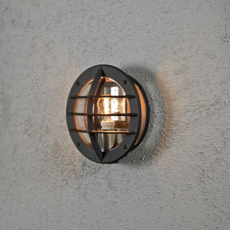 Konstsmide Oden Applique d'extérieur classique à cloison noire avec verre transparent, IP23