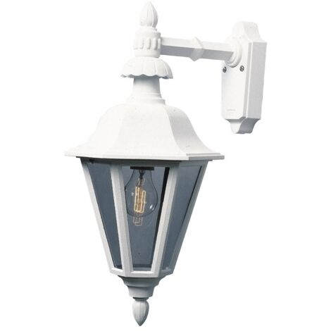 Konstsmide Pallas Applique murale d'extérieur classique grande lanterne vers le bas - blanc mat, IP23