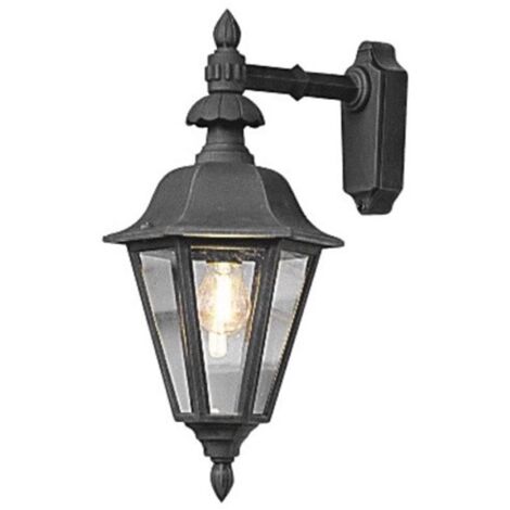 Konstsmide Pallas Applique murale d'extérieur classique grande lanterne vers le bas - noir mat, IP23