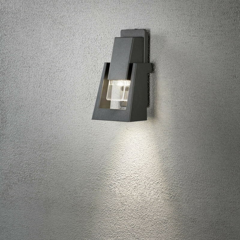Image of Konstsmide Lighting - Konstsmide Potenza Lampada da Parete Moderna per Esterno, Grigio Scuro, Singola GU10, IP54