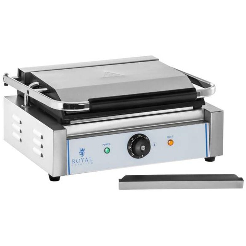 Royal Catering - Kontaktgrill glatt 2.200 w Gastro Panini Toaster Elektro Grillplatte Edelstahl