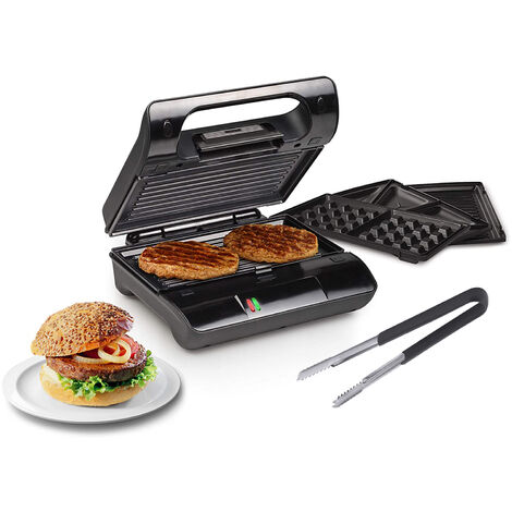 Kontaktgrill , Waffeleisen & Sandwichmaker Wechselplatten, Grillzange 23x13cm