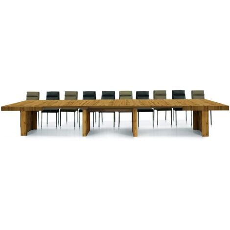 KONTE.DESIGN Tavolo JESOLO allungabile in legno, finitura Rovere Nodato, 180x100 cm - 480x100 cm, 22 posti