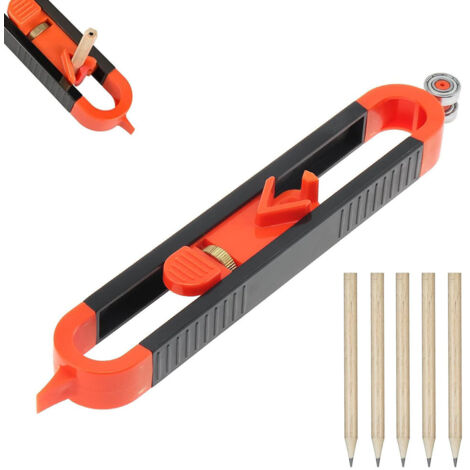 Konturenlehre, Konturenlehre mit Schloss, Verriegelungsmechanismus, Irregular Contours, Werkzeug zum Kopieren von unregelmäßigen Konturen zum professionellen Messen von Holz (5 Bleistift)