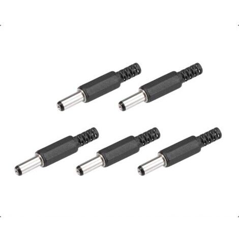 Konvolut von 5 DC-Steckern (5,5 x 2,5 x 14 mm) – Schwarze Netzteile für LEDs und Kameras