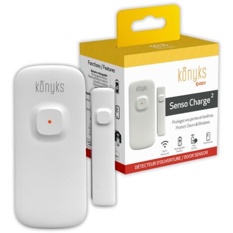 Konyks Senso Charge 2 - Rilevatori di apertura Wi-FI con batteria ricaricabile, autonomia fino a 1 anno, notifiche su smartphone, automazioni facili, compatibile con Alexa e Google Home