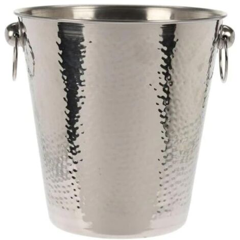 Koopman A12441120 Secchiello per Ghiaccio Acciaio Inox Finitura Martellata 21x21 cm colore Argento