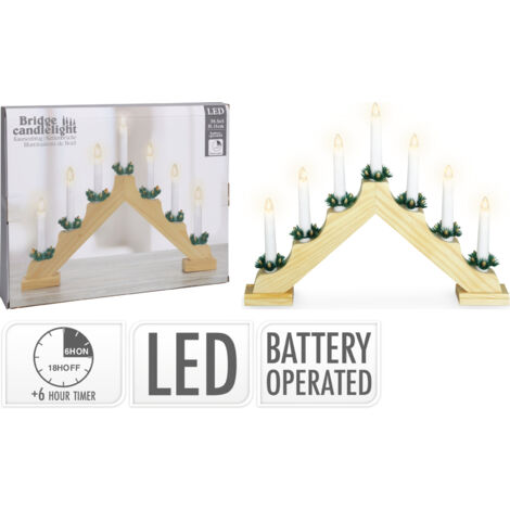 Koopman LED-Lichterbogen aus Holz mit 7 LEDs naturfarben