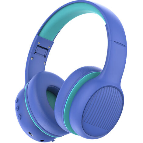 Kopfhörer für Kinder, Bluetooth Kinderkopfhörer Lautstärkebegrenzung, Leichte Kinder Kopfhörer mit anpassbarer Kopfband - Blau