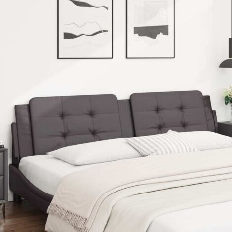 Kopfkissen für das Bett 200 cm Kunstleder grau