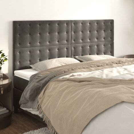 Kopfteil Dunkelgrau 200 x 5 x 118/128 cm Samt