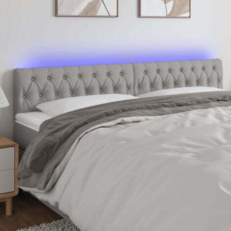 Kopfteil LED Déco  Kopfteil für Betten Heimdekoration  Hellgrau 200x7x78/88 cm Stoff DE87194