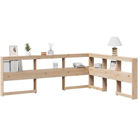 Kopfteil mit Bücherregal L-Form 140 cm Massivholz Kiefer vidaXL