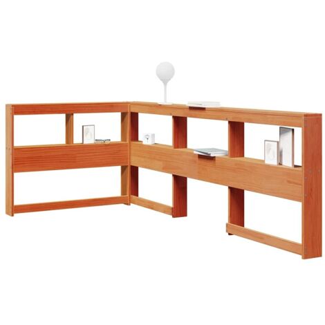 Kopfteil mit Bücherregal L-Form Wachsbraun 80 cm Massivholz vidaXL