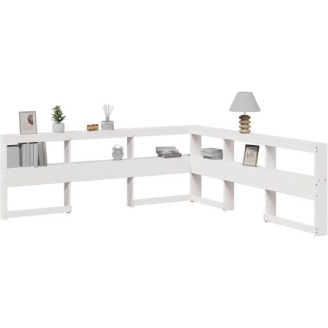 Kopfteil mit Bücherregal L-Form Weiß 180 cm Massivholz Kiefer vidaXL