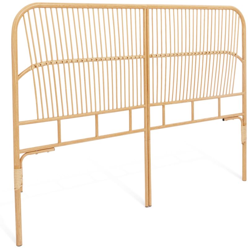Idmarket Rosa Kopfteil Mit Fuß Devi 160 Cm Rattan-Effekt