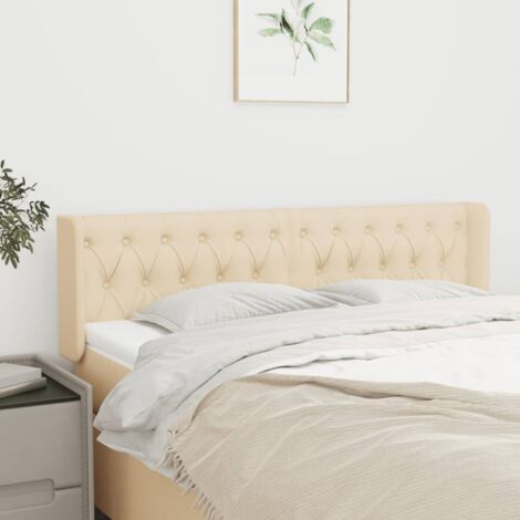 Kopfteil mit Ohren Creme 147x16x78/88 cm Stoff vidaXL