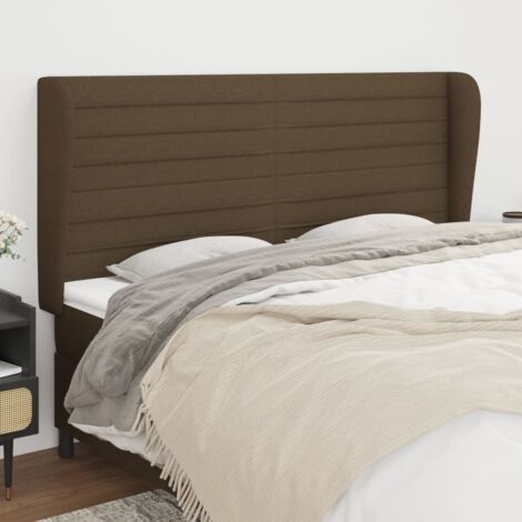 Kopfteil mit Ohren Dunkelbraun 203x23x118/128 cm Stoff vidaXL