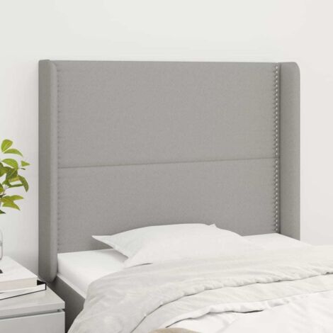 Kopfteil mit Ohren Hellgrau 103x16x118/128 cm Stoff