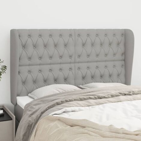 Kopfteil mit Ohren Hellgrau 163x23x118/128 cm Stoff