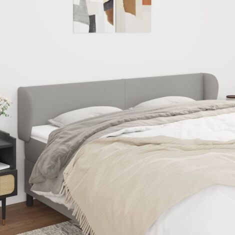 Kopfteil mit Ohren Hellgrau 163x23x78/88 cm Stoff vidaXL