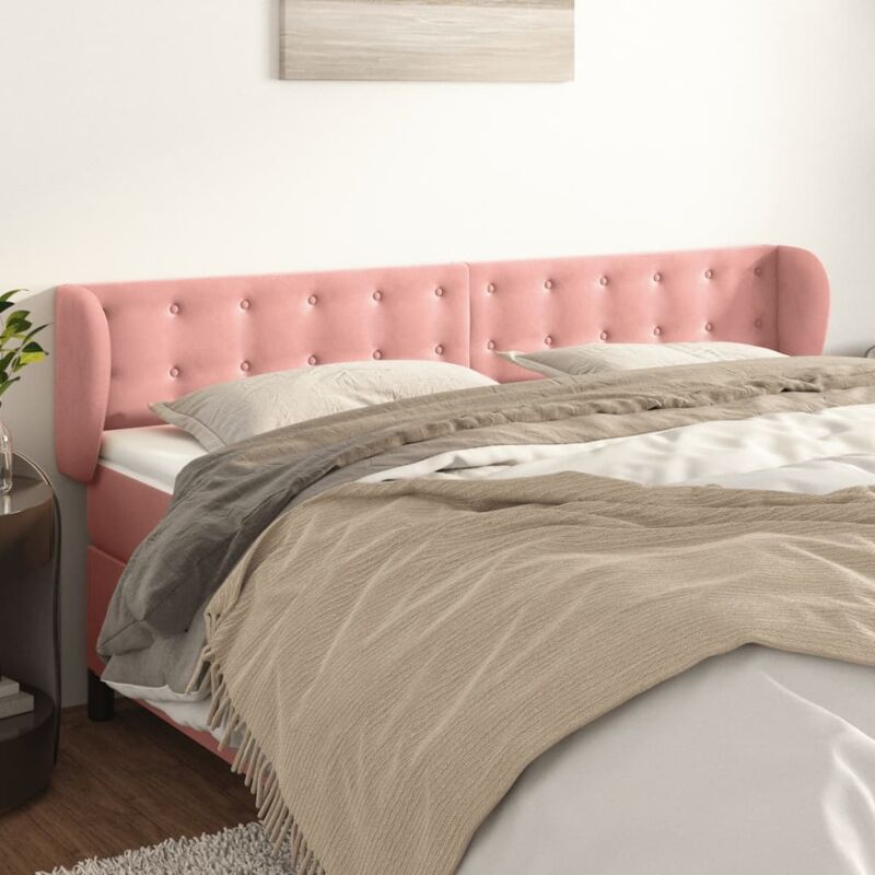Kopfteil Mit Ohren Rosa 163x23x78/88 Cm Samt Vidaxl