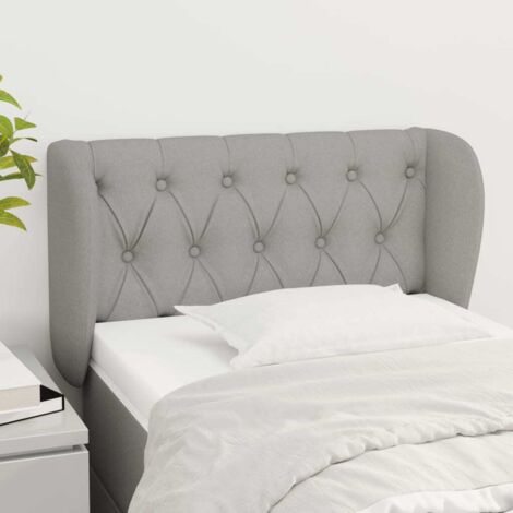 Kopfteil mit Ohren Hellgrau 83x23x78/88 cm Stoff