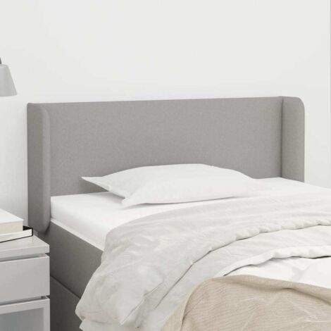 Kopfteil mit Ohren Hellgrau 93x16x78/88 cm Stoff