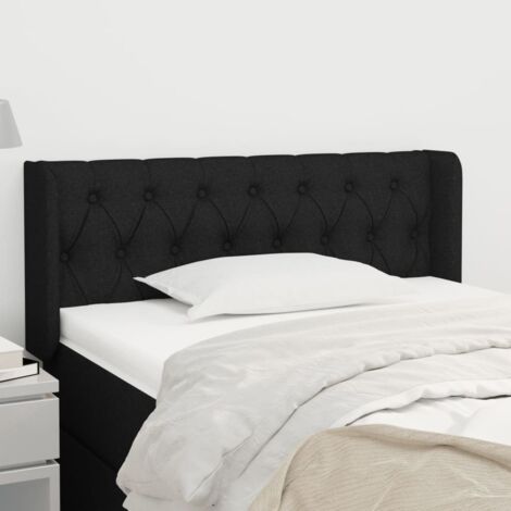 Kopfteil mit Ohren Schwarz 103x16x78/88 cm Stoff