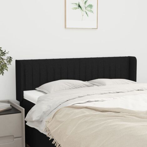 Kopfteil mit Ohren Schwarz 147x16x78/88 cm Stoff