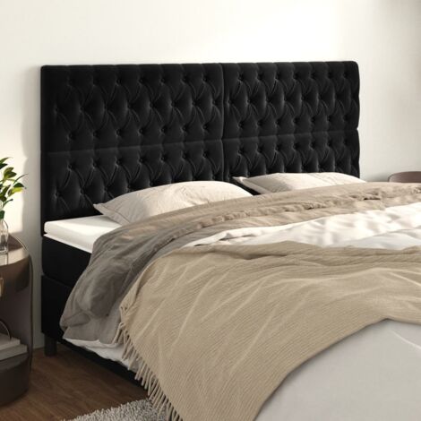 Kopfteil Schwarz 200 x 7 x 118/128 cm Samt vidaXL