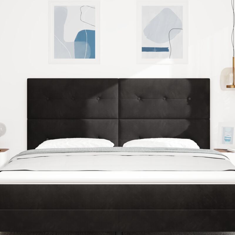 Vidaxl Kopfteil Mit Knopfheftung Schwarz 180 Cm Samt