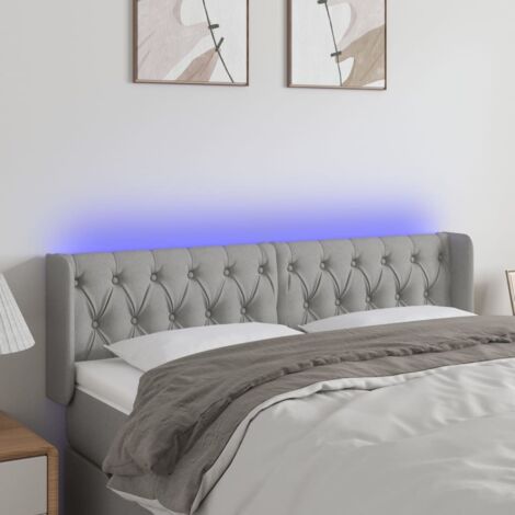Kopfteile mit LED in Hellgrau 147x16x78/88 cm Stoff