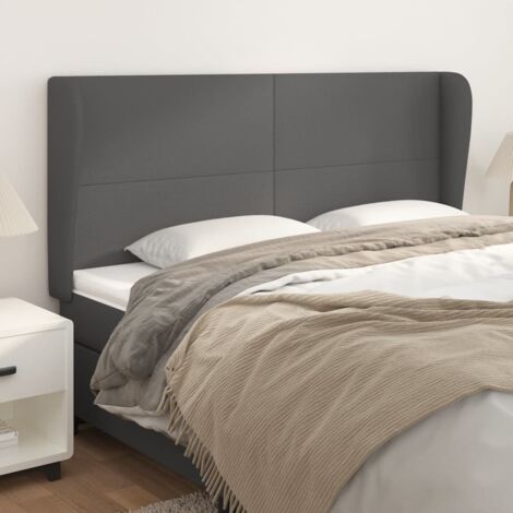 Kopfteile mit Ohren Grau 163x23x118/128 cm Kunstleder