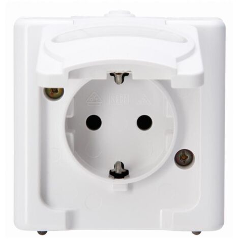 Kopp 103302007 Feuchtraum-Schalterprogramm Komplett Schutzkontakt-Steckdose mit Klappdeckel BlueElec X924021