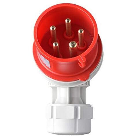 Kopp 108000001 - Spina a gomito CEE, 5 poli, 16 A, 400 V, colore: Rosso