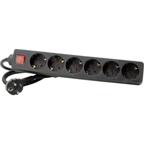 Kopp 120915006 Multipresa con interruttore 6 scomparti Nero Schuko 1 pz.