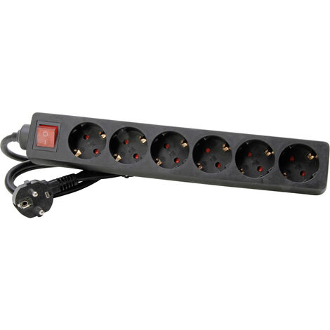 Kopp 120915006 Steckdosenleiste mit Schalter 6fach Schwarz Schutzkontakt 1 St.