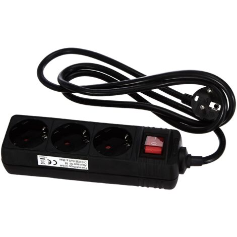 Kopp 129715009 Multipresa con interruttore 3 scomparti Nero Schuko 1 pz.